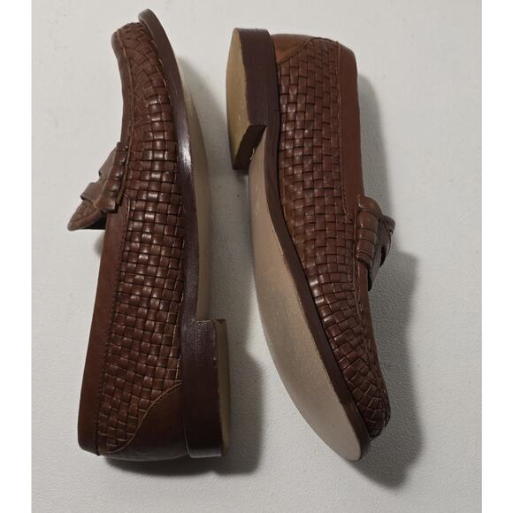 J.Crew Winona Penny Loafer Woven Italian Leather Womens 8.5 US Cognac Brown - Picture 6 of 10